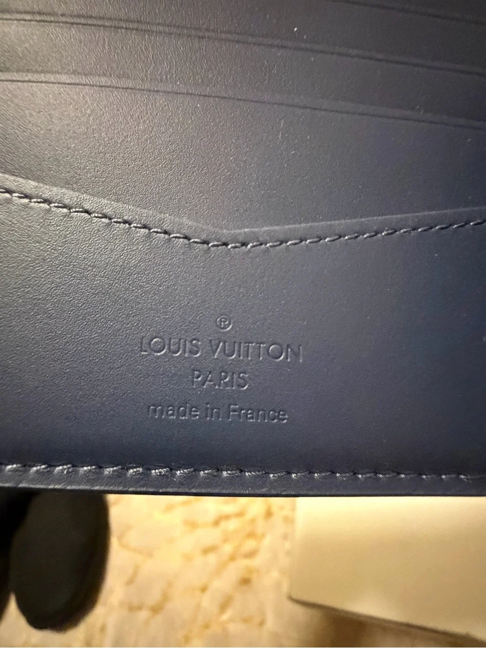 BRAND NEW- Louis Vuitton Navy Checkered Logo Folding Wallet